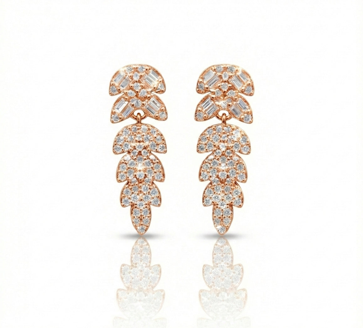 Aurora rose gold leaf earring